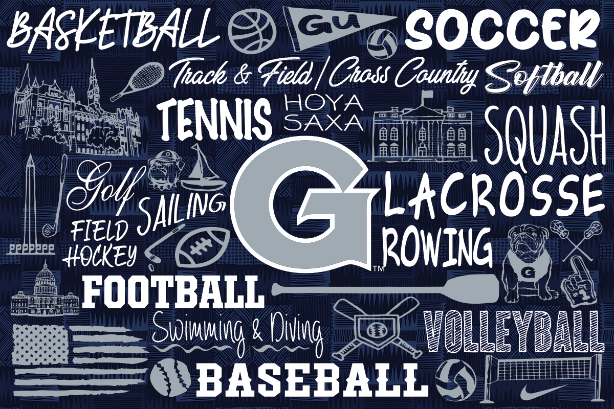 a collage of the names of Georgetown sports